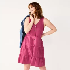 Women's Sonoma Goods For Life® Sleeveless Tiered Knit Dress 9 Women's Sonoma Goods For Life® Sleeveless Tiered Knit Dress -True Fit Shop 5501602 Berry