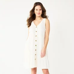 Women's Sonoma Goods For Life® Sleeveless Tiered Knit Dress 10 Women's Sonoma Goods For Life® Sleeveless Tiered Knit Dress -True Fit Shop 5501602 Ivory