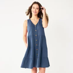 Women's Sonoma Goods For Life® Sleeveless Tiered Knit Dress 11 Women's Sonoma Goods For Life® Sleeveless Tiered Knit Dress -True Fit Shop 5501602 Midnight Blue