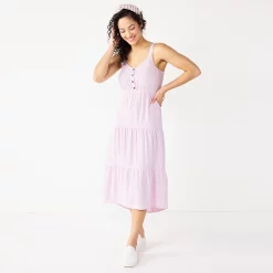 Women's Sonoma Goods For Life Tiered Midi Dress 12 Women's Sonoma Goods For Life Tiered Midi Dress -True Fit Shop 5504040 Lilac Stripe