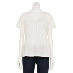 Women's Sonoma Goods For Life® Tiered V-Neck Top -True Fit Shop 5508144 Cream White