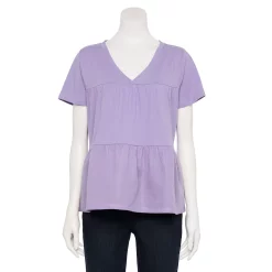 Women's Sonoma Goods For Life® Tiered V-Neck Top -True Fit Shop 5508144 Light Purple