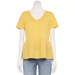 Women's Sonoma Goods For Life® Tiered V-Neck Top -True Fit Shop 5508144 Yellow