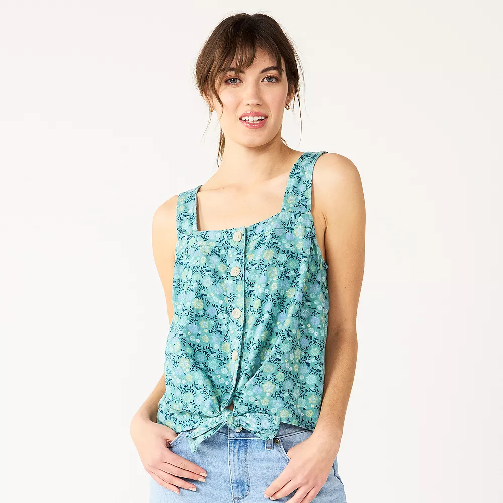 Women's Sonoma Goods For Life® Tie-Hem Squareneck Tank 2 Women's Sonoma Goods For Life® Tie-Hem Squareneck Tank - Image 2