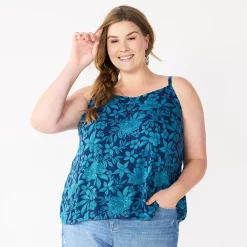 Plus Size Sonoma Goods For Life® Swing Tank -True Fit Shop 5514853 Blue Linework