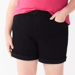 Plus Size Sonoma Goods For Life® Highrise Curvy Denim Shorts -True Fit Shop 5515737 Black