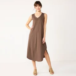 Women's Sonoma Goods For Life® Sleeveless Shirttail Knit Midi Dress 14 Women's Sonoma Goods For Life® Sleeveless Shirttail Knit Midi Dress -True Fit Shop 5522320 Brown