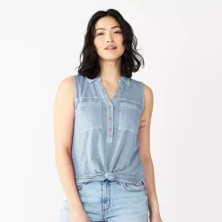 Women's Sonoma Goods For Life® Popover V-neck Utility Tank -True Fit Shop 5522895 Dusty Blue