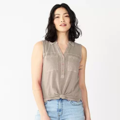 Women's Sonoma Goods For Life® Popover V-neck Utility Tank -True Fit Shop 5522895 Khaki Brown