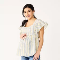 Maternity Sonoma Goods For Life® Squareneck Ruffle Top 9 Maternity Sonoma Goods For Life® Squareneck Ruffle Top -True Fit Shop 5525569 Multi Happy Stripe