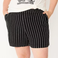 Plus Size Sonoma Goods For Life® Easy Pull-On Shorts 8 Plus Size Sonoma Goods For Life® Easy Pull-On Shorts -True Fit Shop 5526465 Black Stripe