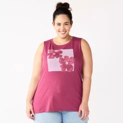 Plus Size Sonoma Goods For Life® Graphic Muscle Tank 15 Plus Size Sonoma Goods For Life® Graphic Muscle Tank -True Fit Shop 5529302 Purple Floral