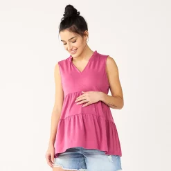 Maternity Sonoma Goods For Life® Tiered Ruffle Neck Top -True Fit Shop 5530140 Mauve