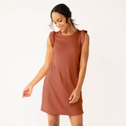 Women's Sonoma Goods For Life® Ruffle Sleeveless Knit Dress 12 Women's Sonoma Goods For Life® Ruffle Sleeveless Knit Dress -True Fit Shop 5535468 Rust Red