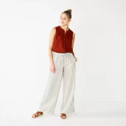 Women's Sonoma Goods For Life® Wide-Leg Linen Blend Pants 10 Women's Sonoma Goods For Life® Wide-Leg Linen Blend Pants -True Fit Shop 5545402 Ivory Stripe