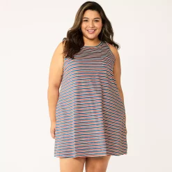 Plus Size Sonoma Goods For Life® Pocket Sleeveless Swing Dress 6 Plus Size Sonoma Goods For Life® Pocket Sleeveless Swing Dress -True Fit Shop 5546108 Americana Stripe