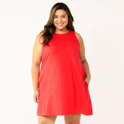 Plus Size Sonoma Goods For Life® Pocket Sleeveless Swing Dress 7 Plus Size Sonoma Goods For Life® Pocket Sleeveless Swing Dress -True Fit Shop 5546108 Red