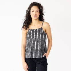 Women's Sonoma Goods For Life® Squareneck Camisole -True Fit Shop 5546411 Black Flower Stripe