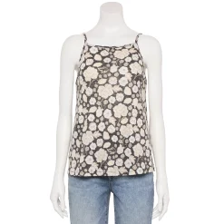 Women's Sonoma Goods For Life® Squareneck Camisole -True Fit Shop 5546411 Black White Blooms