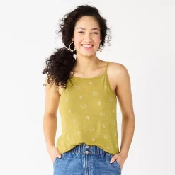 Women's Sonoma Goods For Life® Squareneck Camisole -True Fit Shop 5546411 Lime Geo Print