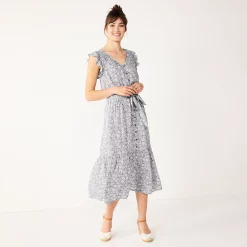 Women's Sonoma Goods For Life® Ruffle Midi Dress 13 Women's Sonoma Goods For Life® Ruffle Midi Dress -True Fit Shop 5547162 Purple Floral