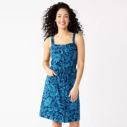 Women's Sonoma Goods For Life® Print Button-Front Tank Dress 12 Women's Sonoma Goods For Life® Print Button-Front Tank Dress -True Fit Shop 5547163 Blue Floral