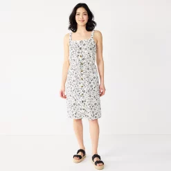 Women's Sonoma Goods For Life® Print Button-Front Tank Dress 13 Women's Sonoma Goods For Life® Print Button-Front Tank Dress -True Fit Shop 5547163 White Floral