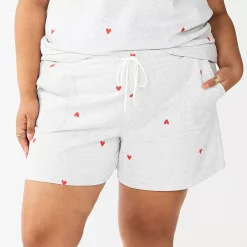 Plus Size Sonoma Goods For Life® Drawstring Fleece Shorts -True Fit Shop 5549511 Gray Hearts