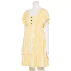 Maternity Sonoma Goods For Life® Flutter-Sleeve Tiered Dress 7 Maternity Sonoma Goods For Life® Flutter-Sleeve Tiered Dress -True Fit Shop 5549577 Yellow Candy Stripe