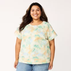 Plus Size Sonoma Goods For Life® Short-Sleeve Fleece Sweatshirt -True Fit Shop 5550378 Blue Cloud Dye