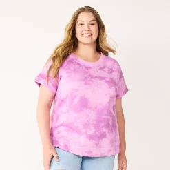 Plus Size Sonoma Goods For Life® Short-Sleeve Fleece Sweatshirt -True Fit Shop 5550378 Purple Dye