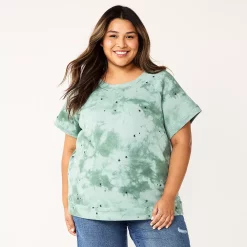 Plus Size Sonoma Goods For Life® Short-Sleeve Fleece Sweatshirt -True Fit Shop 5550378 Star Tie Dye