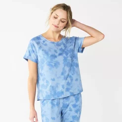 Women's Sonoma Goods For Life® Essential Short Sleeve Pajama Top -True Fit Shop 5553510 Blue Dye