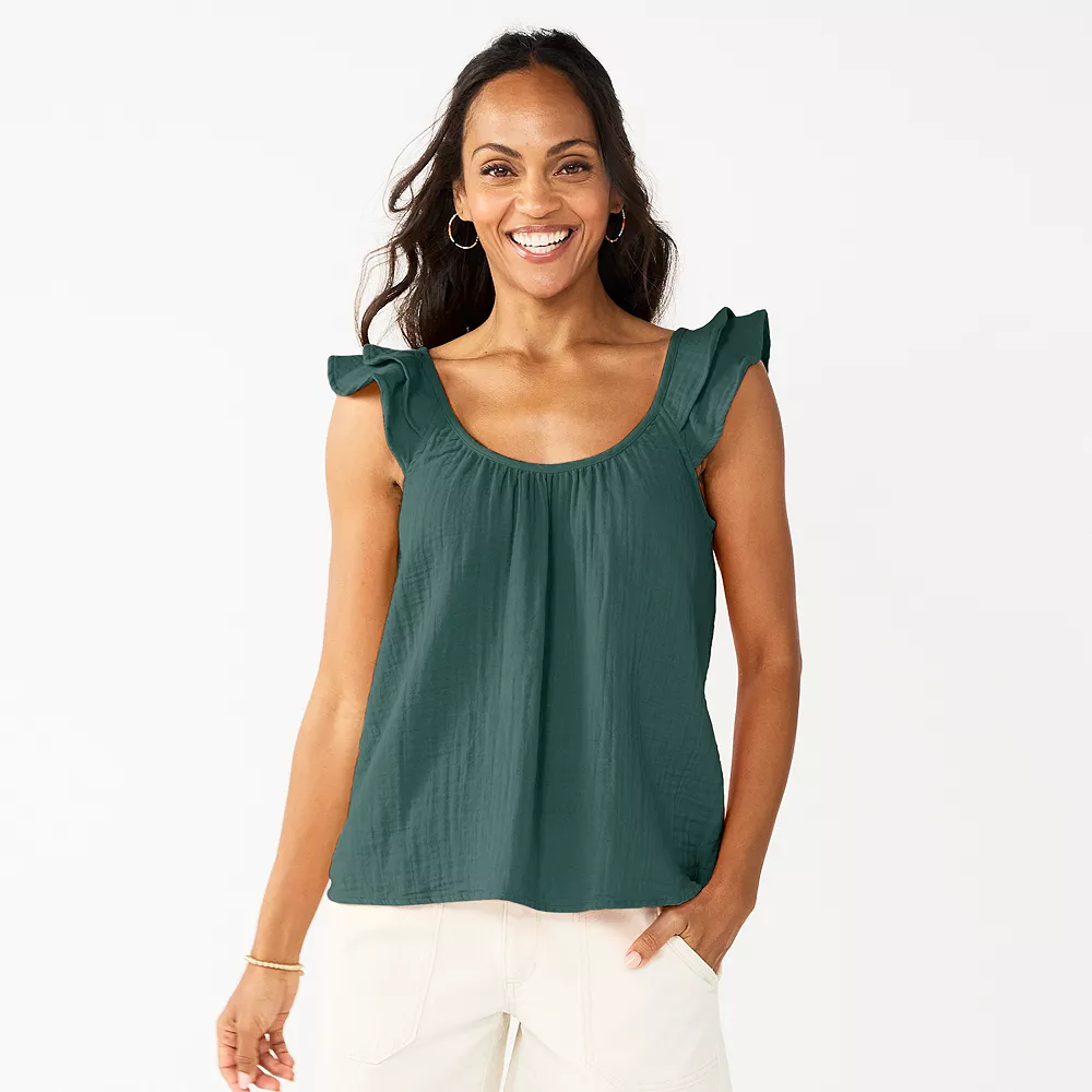 Women's Sonoma Goods For Life® Relaxed Ruffled Tank 2 Women's Sonoma Goods For Life® Relaxed Ruffled Tank - Image 2