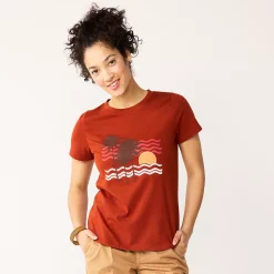 Women's Sonoma Goods For Life® Summer Graphic Tees -True Fit Shop 5558324 Dark Rust Palm Scene