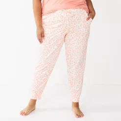 Plus Size Sonoma Goods For Life® Essential Banded Bottom Pajama Pants -True Fit Shop 5558717 Coral Animal