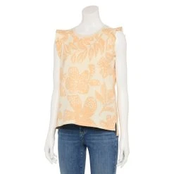 Petite Sonoma Goods For Life® French Terry Flutter-Sleeve Top -True Fit Shop 5568468 Coral Floral