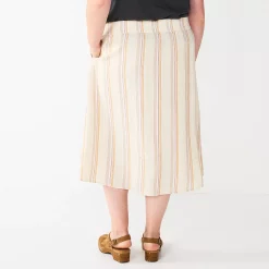 Plus Size Sonoma Goods For Life® Vented Button-Front Midi Skirt -True Fit Shop 5570625 ALT