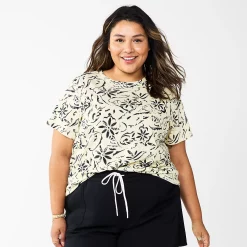 Petite Plus Size Sonoma Goods For Life® Crewneck Tee 54 Petite Plus Size Sonoma Goods For Life® Crewneck Tee -True Fit Shop 5572597 Cream Black Floral