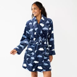 Women's Sonoma Goods For Life® Short Plush Robe 25 Women's Sonoma Goods For Life® Short Plush Robe -True Fit Shop 5574694 Navy Clouds