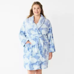 Plus Size Sonoma Goods For Life® Short Plush Robe 13 Plus Size Sonoma Goods For Life® Short Plush Robe -True Fit Shop 5574695 Blue Dye Effect