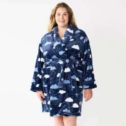 Plus Size Sonoma Goods For Life® Short Plush Robe 16 Plus Size Sonoma Goods For Life® Short Plush Robe -True Fit Shop 5574695 Navy Clouds