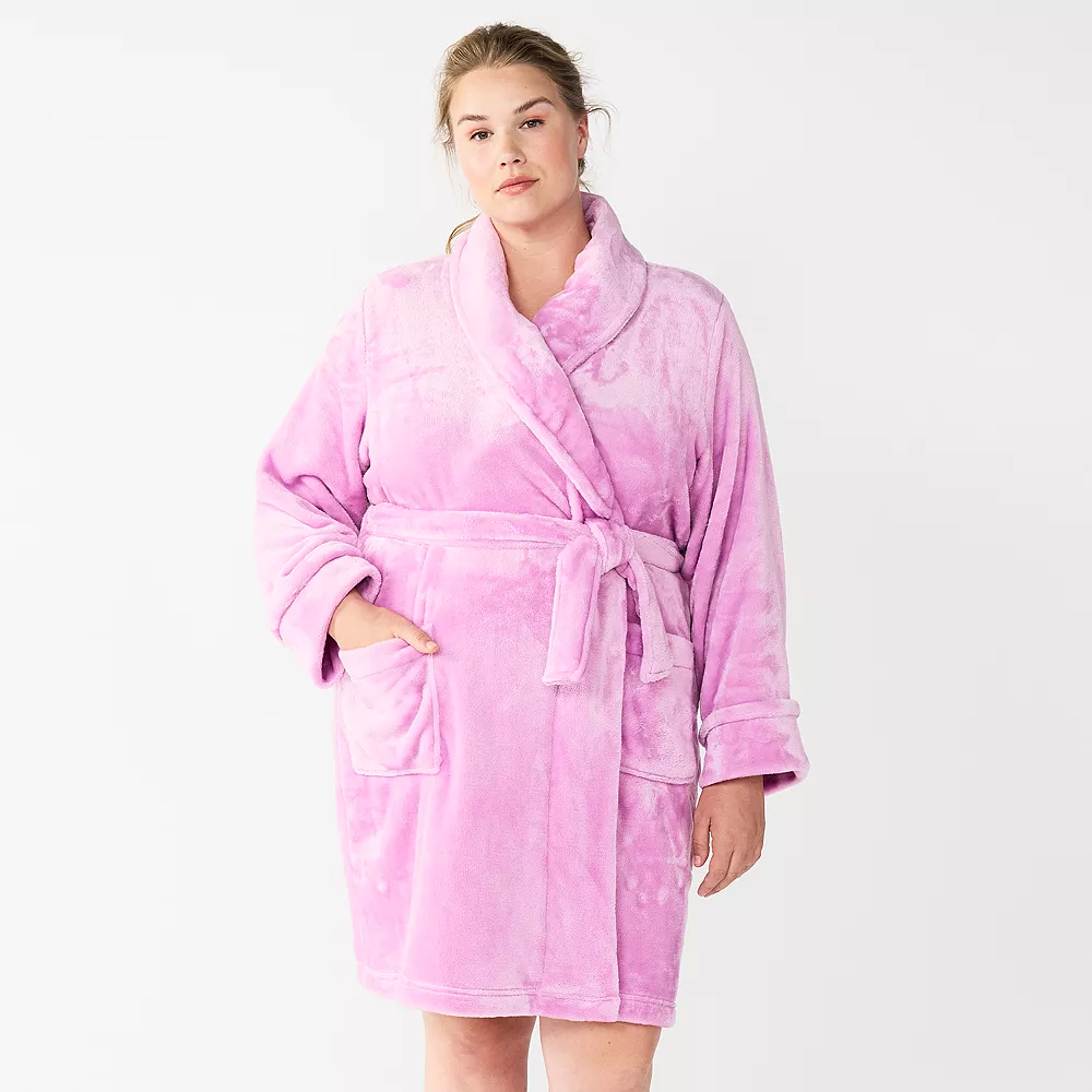 Plus Size Sonoma Goods For Life® Short Plush Robe 2 Plus Size Sonoma Goods For Life® Short Plush Robe - Image 2