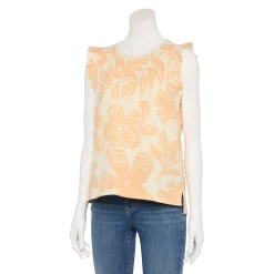 Women's Sonoma Goods For Life® French Terry Flutter-Sleeve Top -True Fit Shop 5576747 Coral Floral