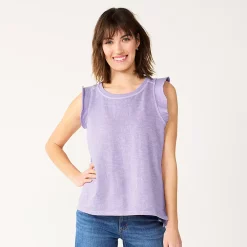 Women's Sonoma Goods For Life® French Terry Flutter-Sleeve Top -True Fit Shop 5576747 Light Purple
