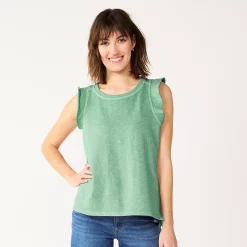 Women's Sonoma Goods For Life® French Terry Flutter-Sleeve Top -True Fit Shop 5576747 Teal