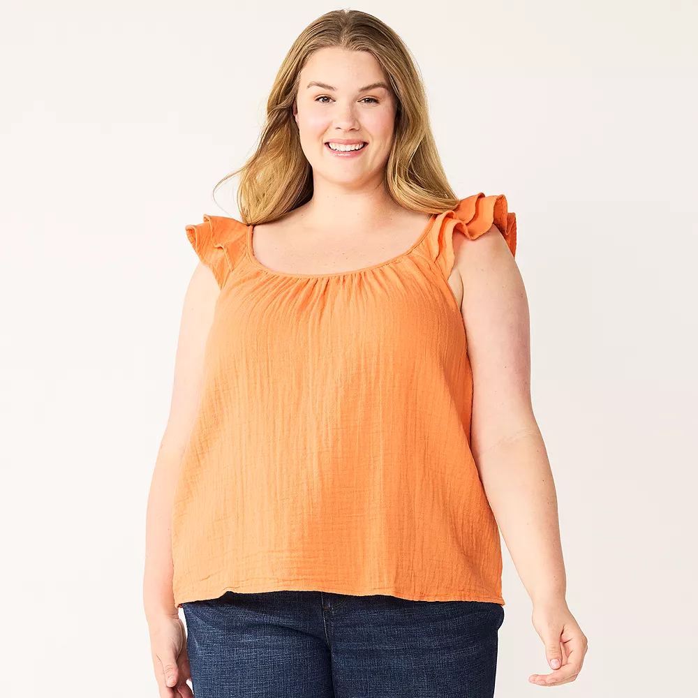 Plus Size Sonoma Goods For Life® Ruffle Tank Top 1 Plus Size Sonoma Goods For Life® Ruffle Tank Top