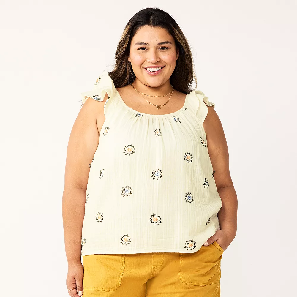 Plus Size Sonoma Goods For Life® Ruffle Tank Top 2 Plus Size Sonoma Goods For Life® Ruffle Tank Top - Image 2