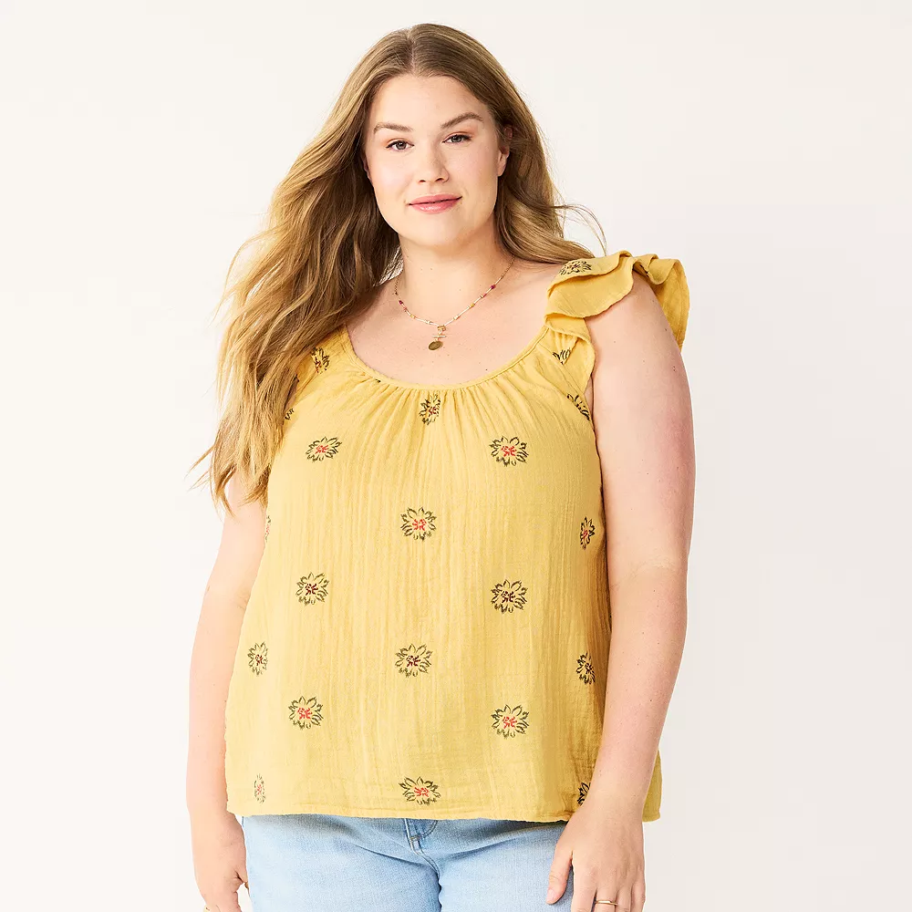 Plus Size Sonoma Goods For Life® Ruffle Tank Top 4 Plus Size Sonoma Goods For Life® Ruffle Tank Top - Image 4