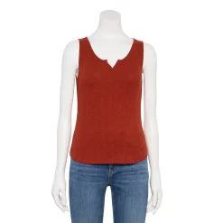 Women's Sonoma Goods For Life® Notchneck Ribbed Tank 11 Women's Sonoma Goods For Life® Notchneck Ribbed Tank -True Fit Shop 5579049 Chili Rust